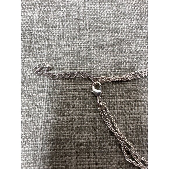 Layered Turquoise Bead Necklace w/ Silver Chain Adjustable Length Women Fashion - Picture 3 of 5